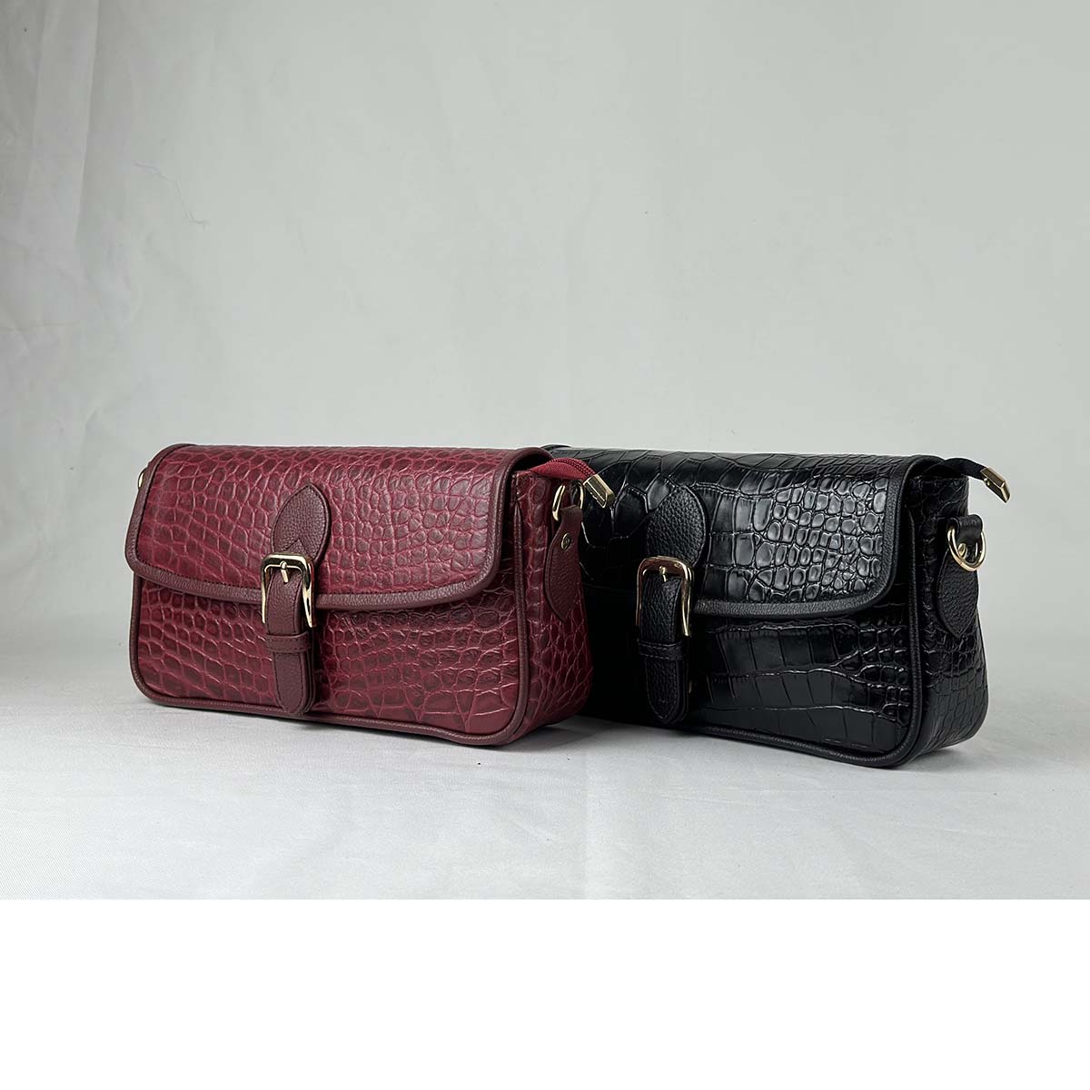 Ladies Croc-Embossed Satchel Bag